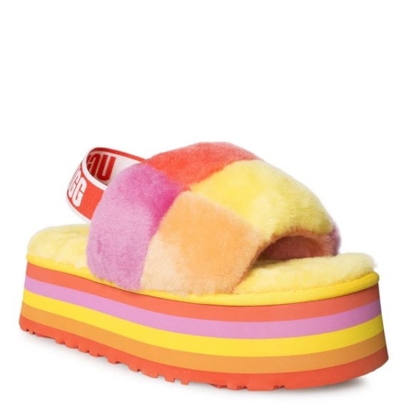 COPY - UGG Women's Disco Checker Slides: Rainbow Yellow - Picture 2 of 4